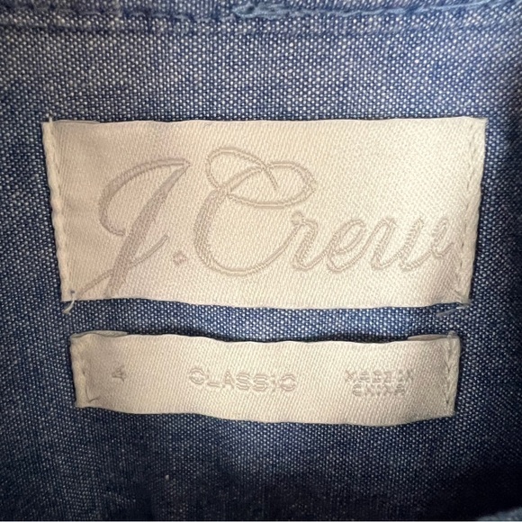 J Crew Classic Fit Chambray Ruffle Neck Shirt - Picture 4 of 6
